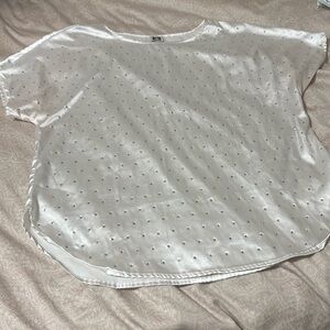 Anne Klein whits satin rhinestone top